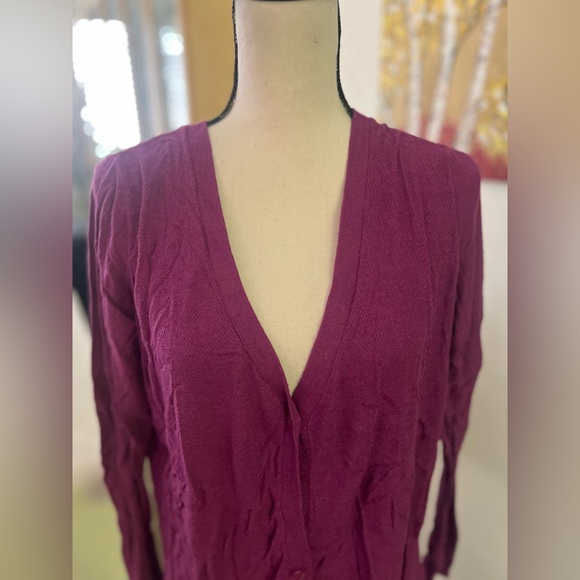Ava & Viv - bright lilac purple v-neck long sleeve cardigan - Picture 2 of 7